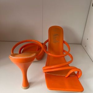 Orange strap heels